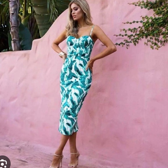 Elle Zeitoune Dresses & Skirts - Elle Zeitoune Alannah Tropical
Palm Dress Print Size 8